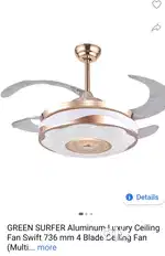 Retractable blade Ceiling fan with chandelier