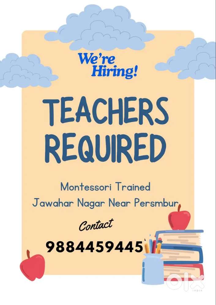 Montessori trained teachers required near Perambur