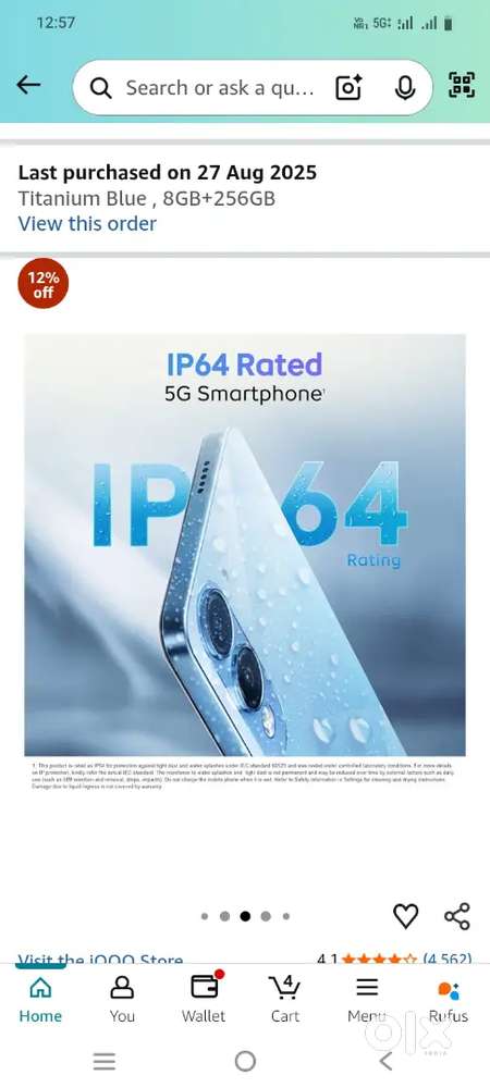 Vivo iqoo z10 lite 8gb 256 gb 2 month mobile