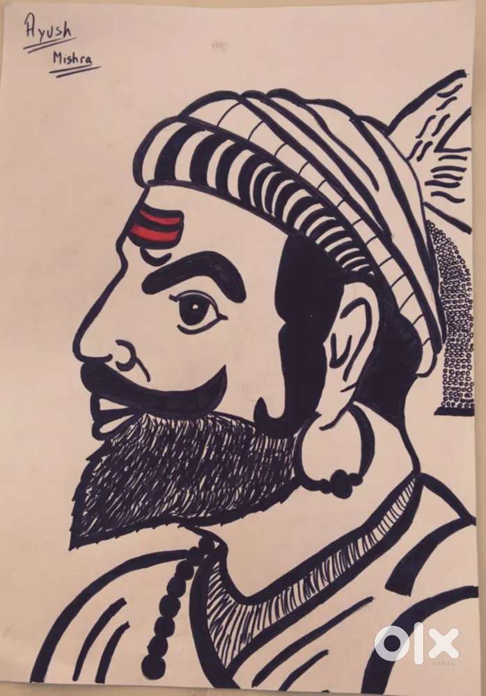 Painting Of Shree Chatrapati Shivaji Maharaj And Hanuman Ji