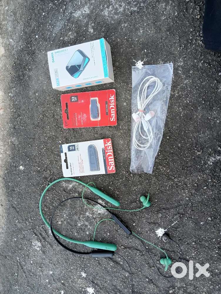 Wireless ear buds, 2 pen Drives (16gb,32gb) 2 headsets