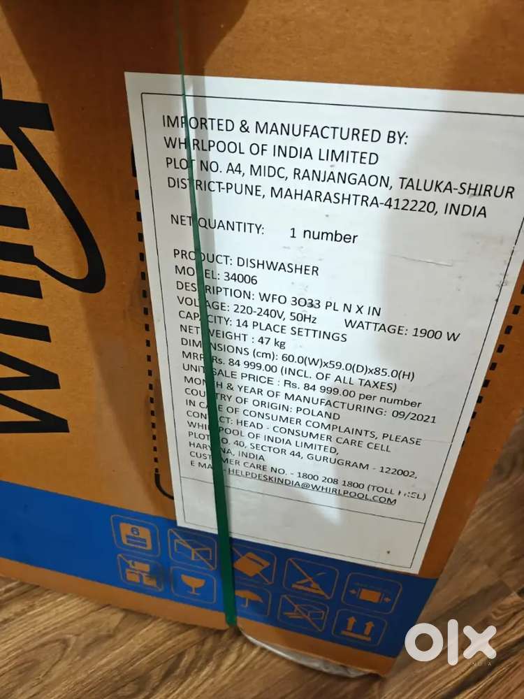 Brand New Whirlpool Dishwasher 34006 – Unused  Best Price ₹40,000