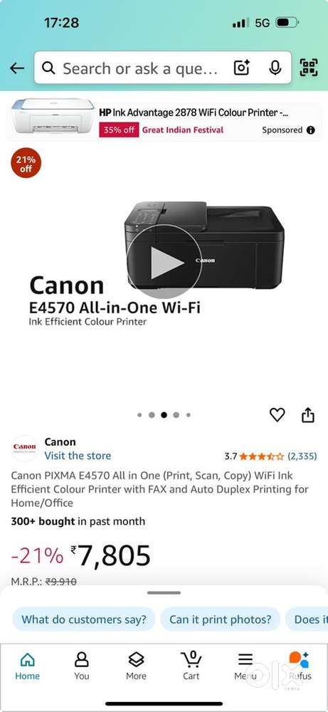 Printer Canon E4570 all in one wifi