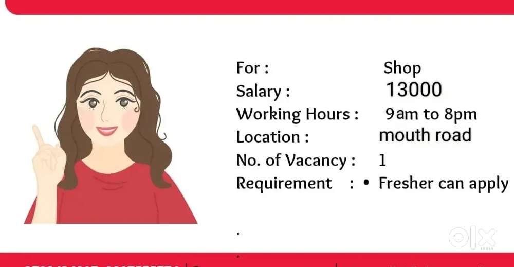 Job female Freshers Vacancy in mount road