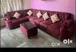 NEW BUTTON MODEL L SHAPE SOFA SET WITH CUP HOLDER PILLOWS