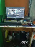Monitor, keyboard, mouse, cpu, mouse pad
