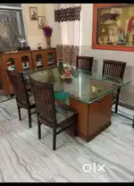 Dining Table Glass Top with four Dining Chairs