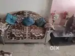 Sofa set with glass table