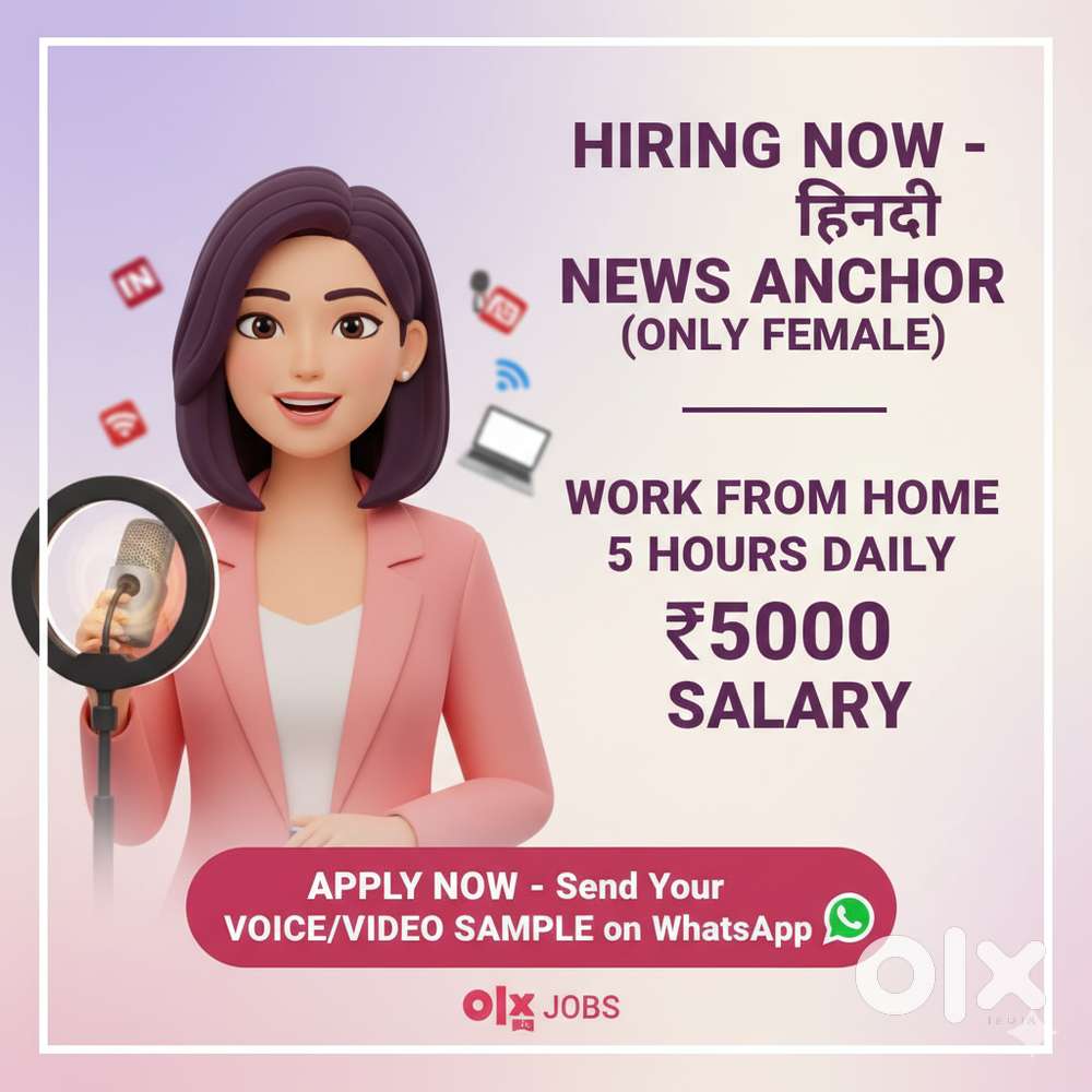 Only Female Hiring – Hindi News Anchor (Work From Home) ️