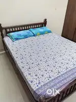 Kerala teak wooden bed with orthopedic mattress
