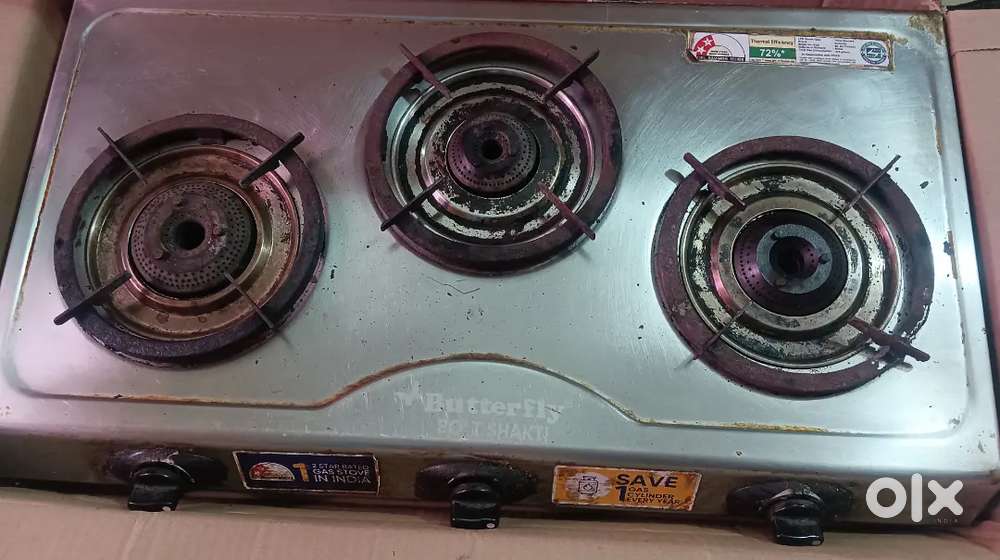 Gas stove- steel, 3 burner, butterfly for ₹ 800