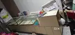 20 ft long wooden counter, two mobile counter