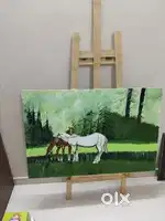 Two Horses painting Canvas board size 26×32