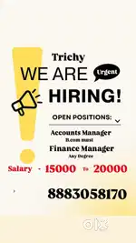 Urgent vacancy trichy job