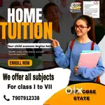 Home tution for 1 std  to 7 std classes  any syllabus