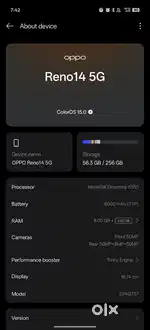 Oppo reno14 8GB RAM 256 new phone only to aunty 20 days sales exchange