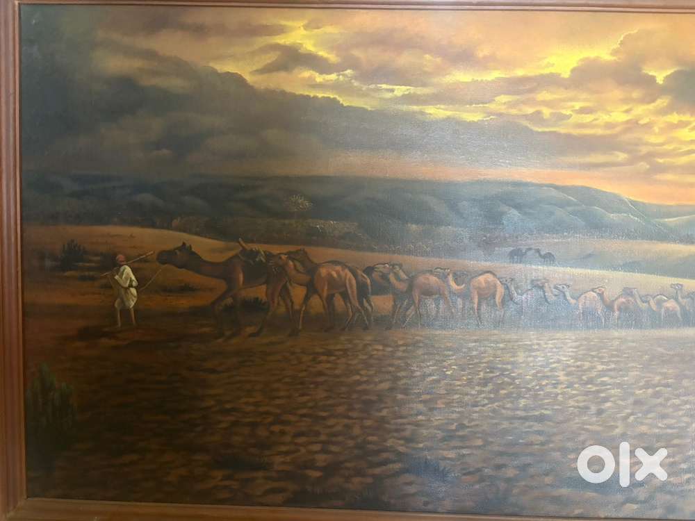 Oil painting in wooden frame