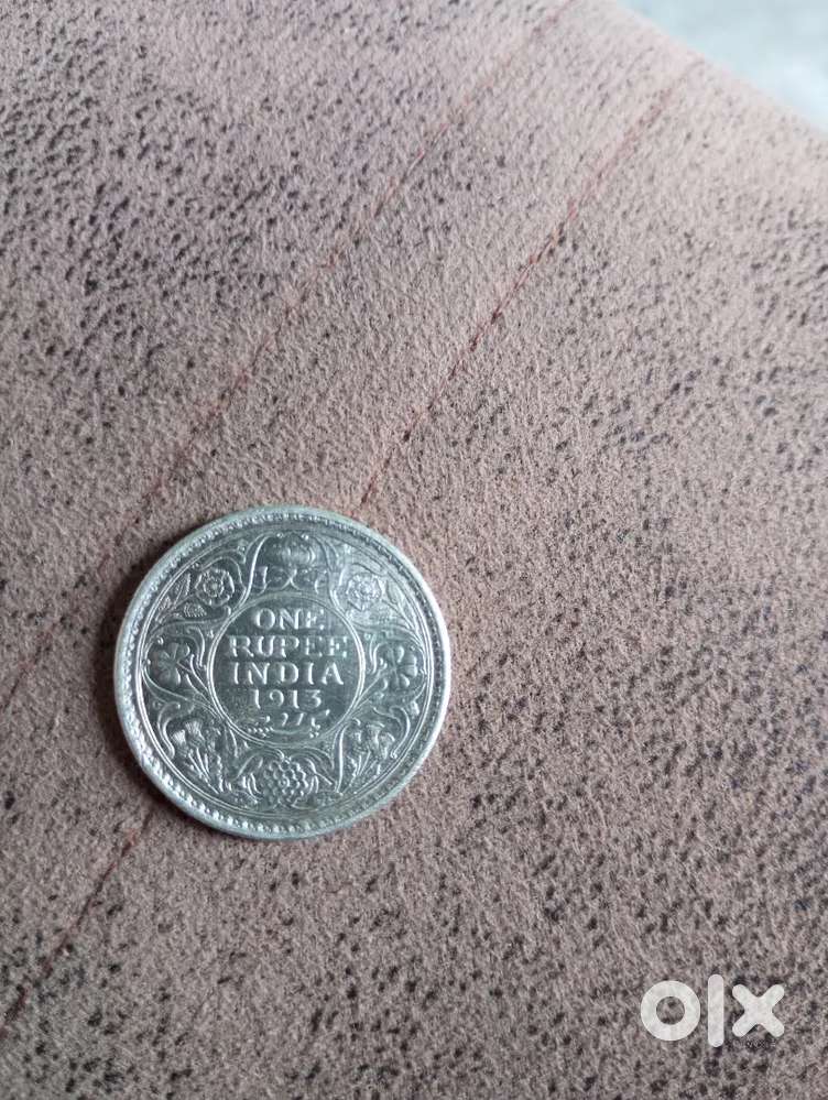 One rupee coin of sun1913 of george v king emperor pure silver