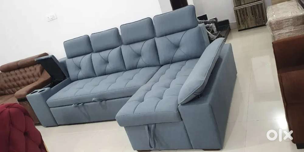 LUXURY L TYPE LONGER SOFA COME BED AVAILABLE IN ZAM ZAM FURNITURE