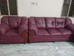 Leatherette Maroon Sofa 3+1+1