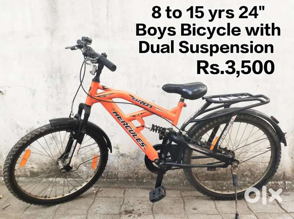 8 to 15 Yrs 24 boy's Bicycle with dual suspension for sale.