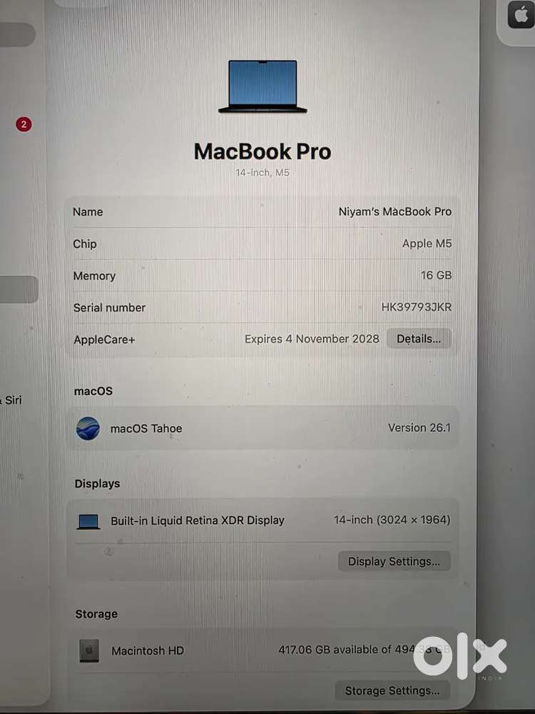 Macbook M5 pro 2025 20 days old indian