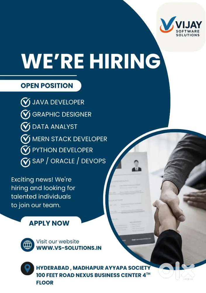 IT FRESHERS AND EXPERIENCE VACANCIES AVAILABLE