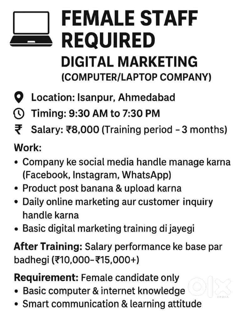 Female staff required