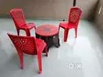 Plastic Chairs, tea tables, small wooden tables, computer table,
