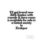 A brand new 3bhk duplex with mandir & store is available for sale