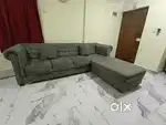 Stylish Grey Corner Sofa with Ottoman – Good Condition – Horamavu