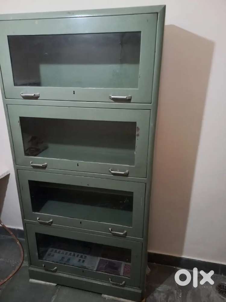 Metal Glass Door Cabinet: Good Condition Ideal for Office/Home Storage