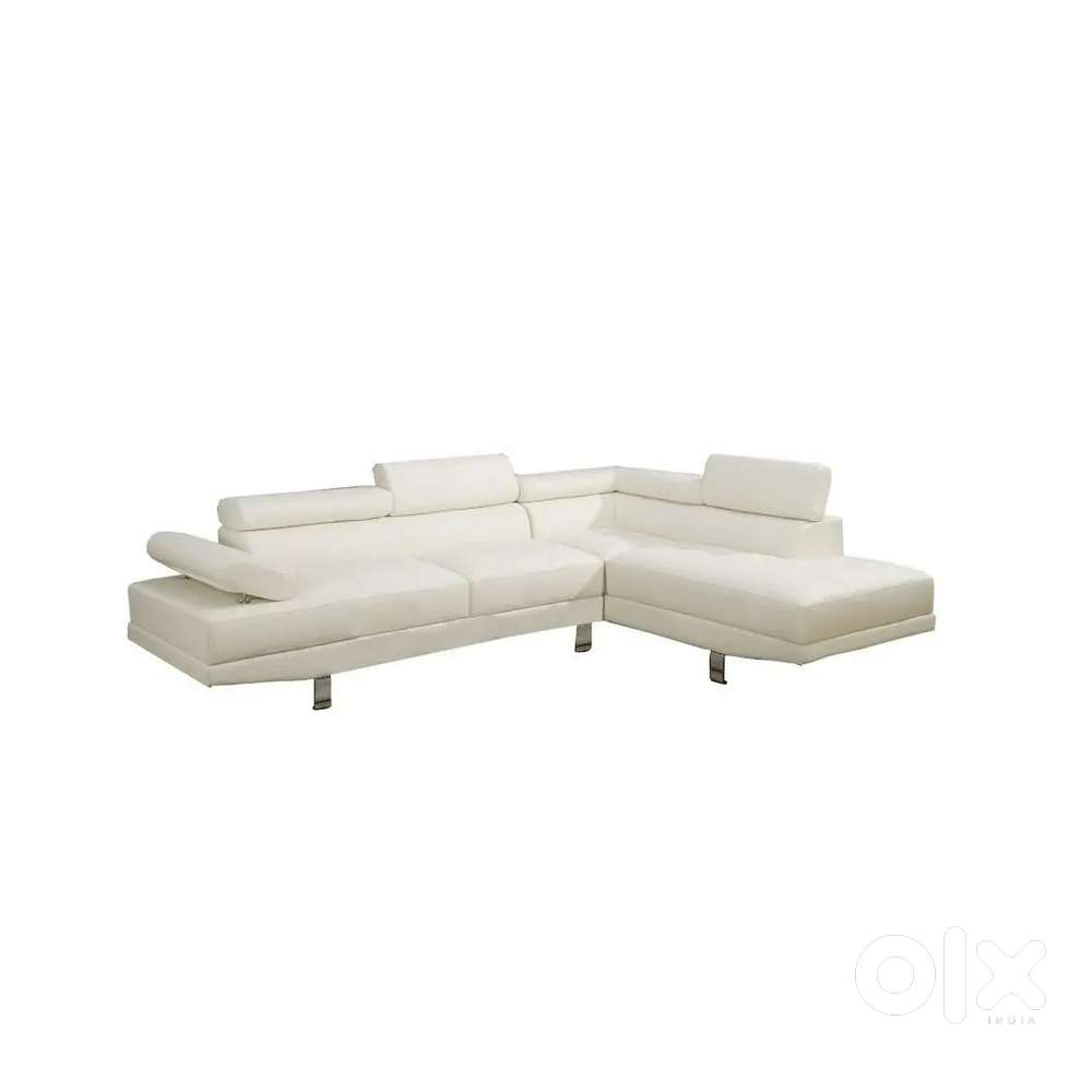 Custom  White sectional L sofa leatherette
