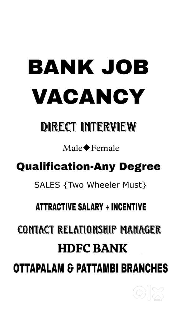 JOB VACANCY FOR BANK