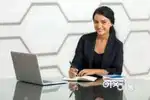 Female therapist and female receptionist