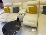 Leather electric recliner sofa
