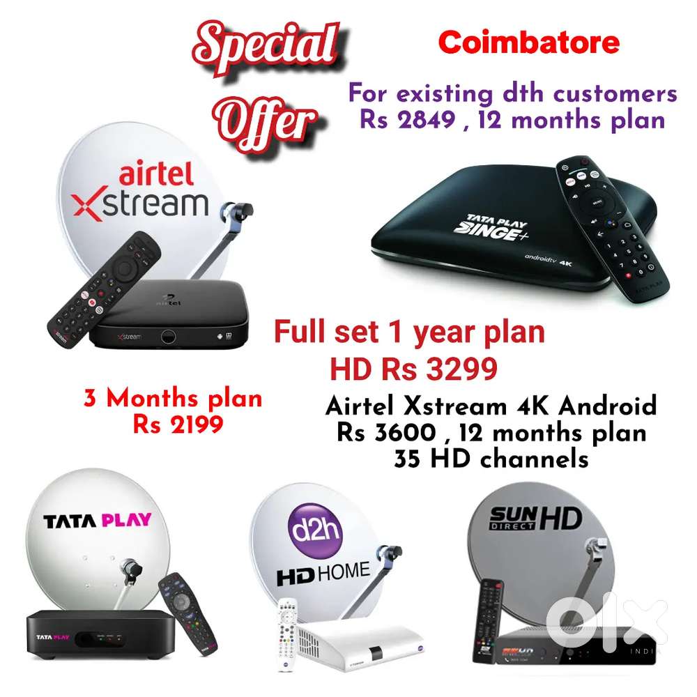 AIRTEL DTH ! TATÀ ! SUNDIRECT ! PLÀY ! DISHTV ! VIDEOCON D2H ! LED TV