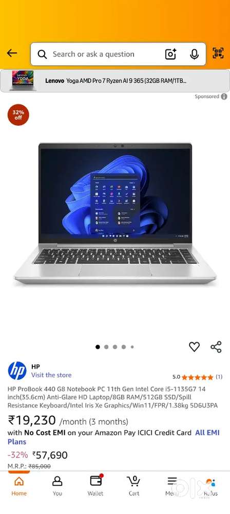 HP Probook almost new (on Amazon 60000)