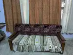Pure teak wood antique jacquard 3 seater sofa set of 2