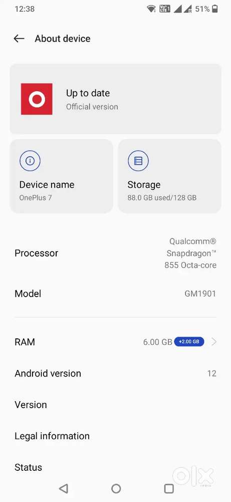 One Plus Seven for sale in excellent condition for just 9000