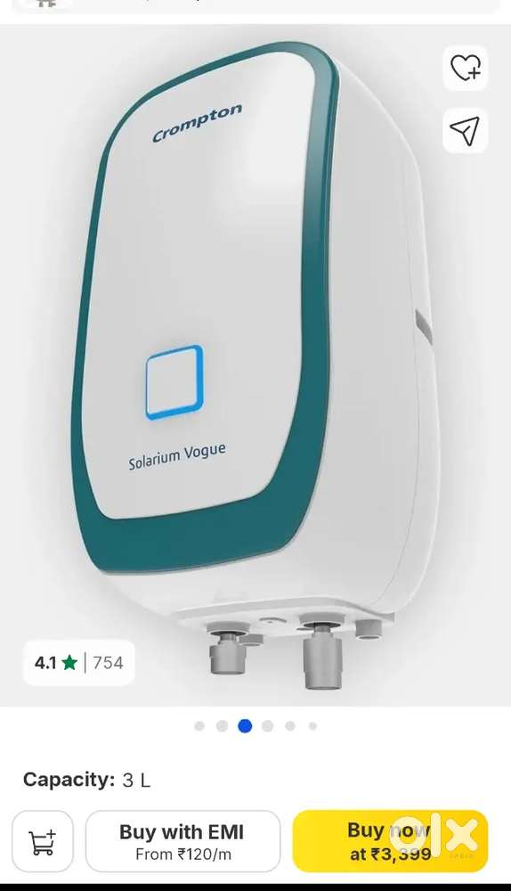 3L instant water geyser non use brand new crompton