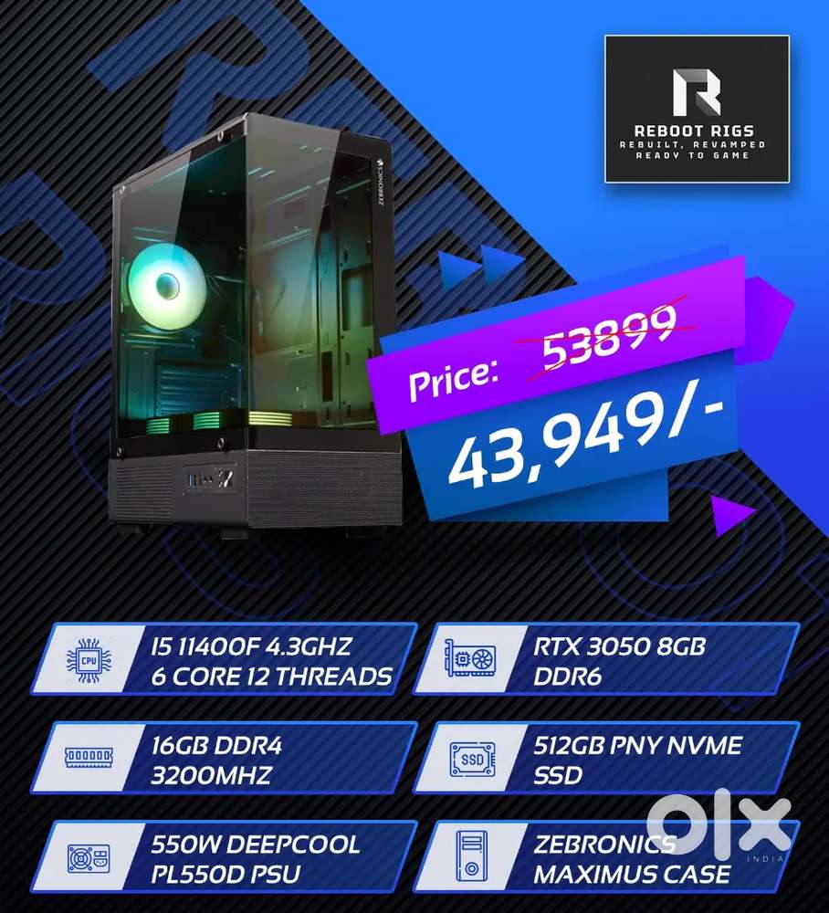 Gaming PC RTX 3050 16GB DDR4 3200Mhz 512GB SSD