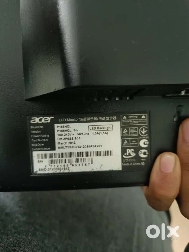 60Hz Acer P166HQL 15.6” LED Monitor – Excellent Condition