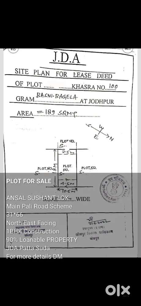 90% Loanable,Ansal Sushant Lok, Main Pali Road Scheme