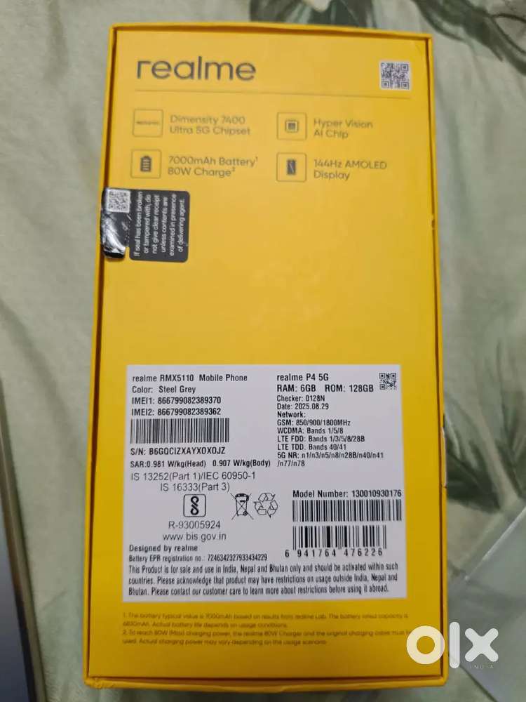 Realme p4 5G 6GB/128GB. BRAND NEW UNUSED WITH BILL