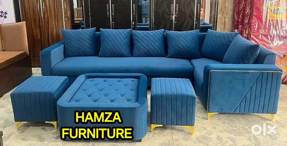 HAMZA FURNITURE New designer stylish look plywood L shape sofa set