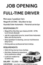 Looking for an professional driver cum assistant in lucknow