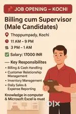 Billing cum supervisor for dessert shop in kochi