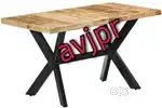 New powder coating paint iron frame with wooden cafe table restaurants