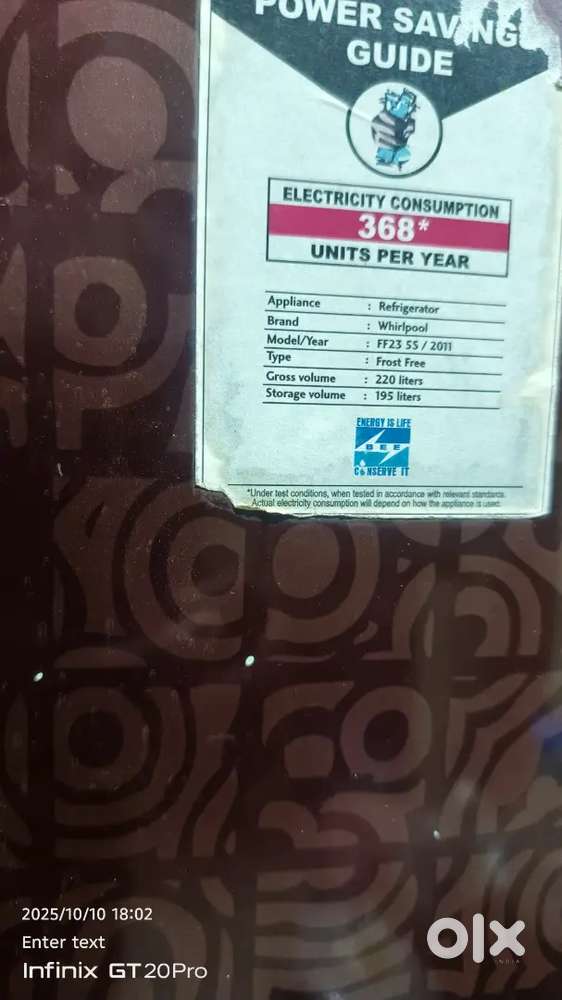 Whirlpool fridge double door